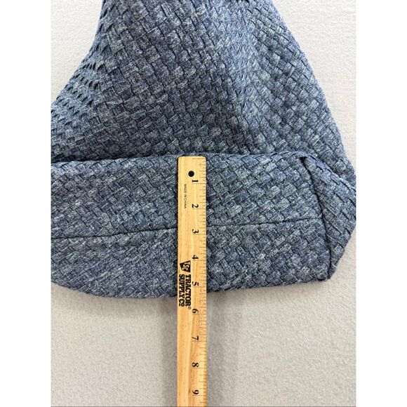 Womens Denim Blue One Shoulder Woven Hobo Shoulder Bag - Picture 5 of 10